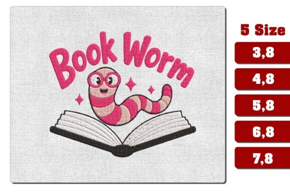 Book Worm Machine Embroidery Design File