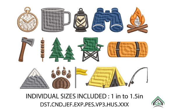Camping Mini Embroidery Design Bundle