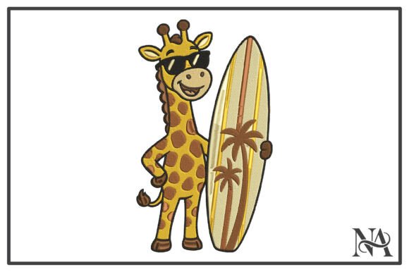 Cool Giraffe Surfboard Embroidery Design Review
