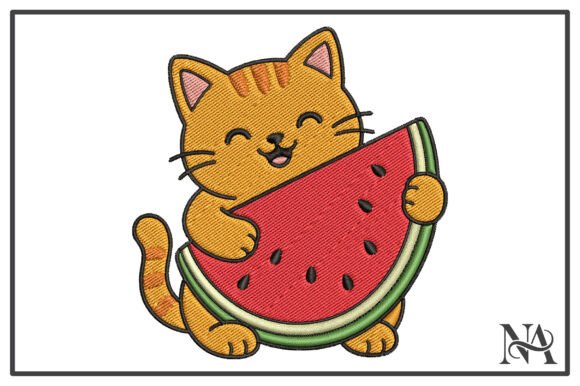 Kawaii Cat Watermelon Embroidery Design Review
