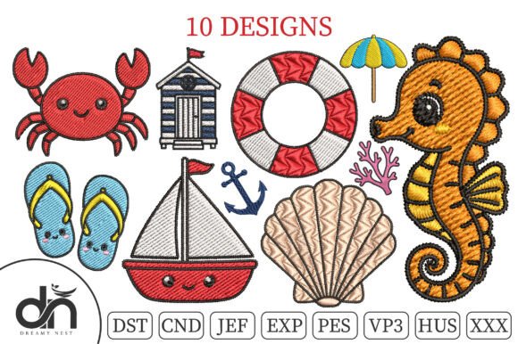 Review: 10 Cute Mini Beach Sea Embroidery Pack