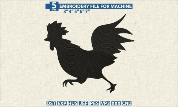 Rooster Machine Embroidery DST PES File