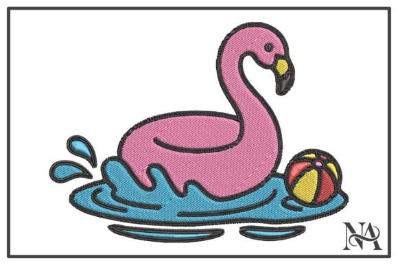 Summer Flamingo Pool Float Embroidery Review