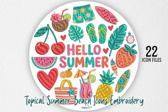 Topical Summer Beach Icons Embroidery Review