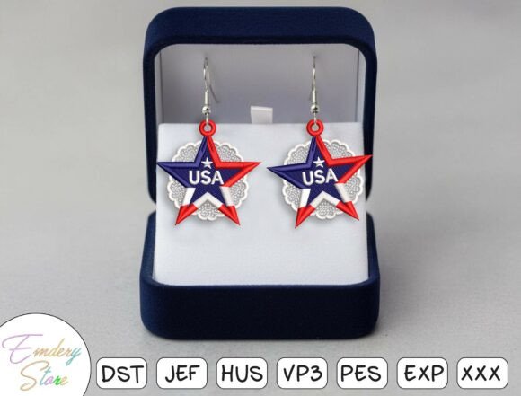 USA Star Dangle Earrings Embroidery File Review